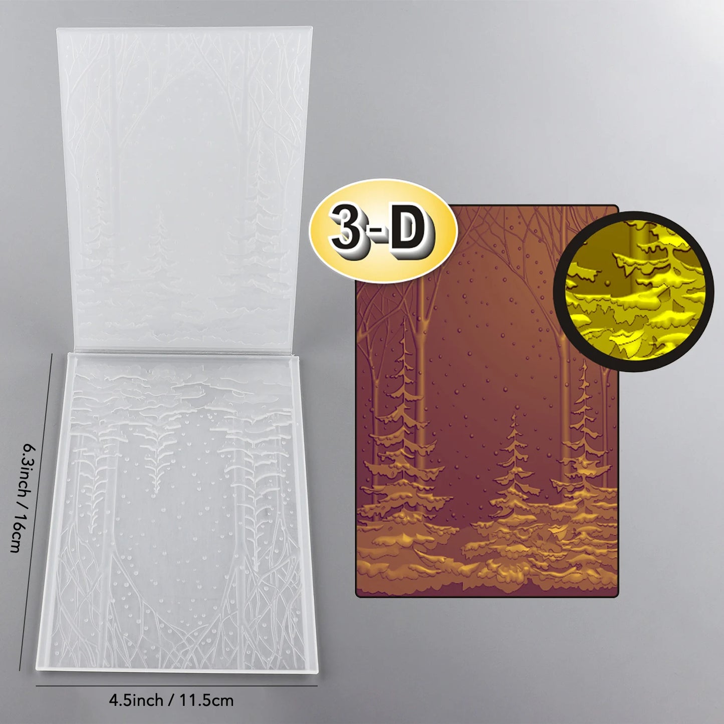 Christmas Snow Forest 3D Embossing Folder For Adding Texture And Dimension to Craft Project Scrabooking Card Making Embossed