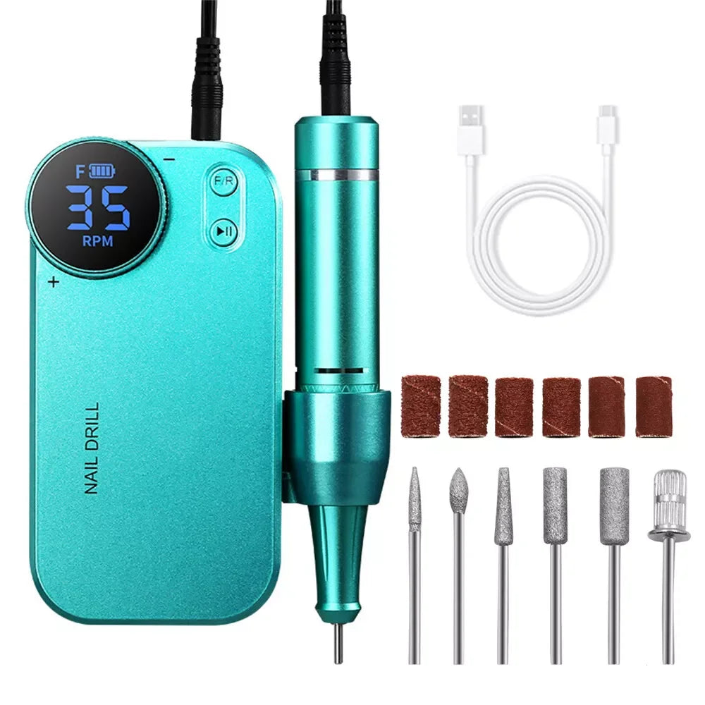 Electric Nail Drill Professional Nail Drill Kit for Acrylic Gel Nails Tools, Rechargeable Portable Nail File Manicure Pedicure