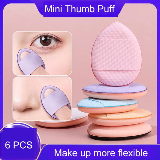 6Pcs Mini Finger Puff Foundation Small Air Cushion Powder Makeup Sponge Concealer BB Cream Cosmetic Applicator Make Up Tools